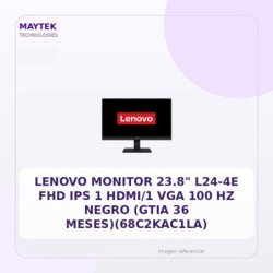 LENOVO MONITOR 23.8" L24-4E FHD IPS 1 HDMI/1 VGA 100 Hz Negro (gtia 36 meses)(68C2KAC1LA)