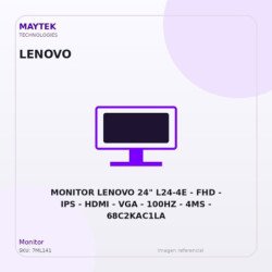 Monitor Lenovo 24" L24-4E | FHD | IPS | HDMI | VGA | 100HZ | 4MS | 68C2KAC1LA