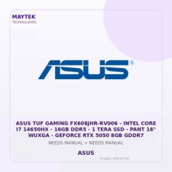 ASUS TUF Gaming Fx608jhr-rv006 - Intel CORE I7 14650hx - 16GB DDR5 - 1 TERA SSD - PANT 16" Wuxga - Geforce RTX 5050 8GB Gddr7