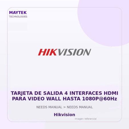 Hikvision TARJETA DE SALIDA 4 INTERFACES HDMI PARA VIDEO WALL HASTA 1080P@60Hz