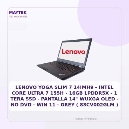Lenovo YOGA SLIM 7 14imh9 - Intel CORE Ultra 7 155H - 16GB Lpddr5x - 1 TERA SSD - Pantalla 14" Wuxga OLED - NO DVD - WIN 11