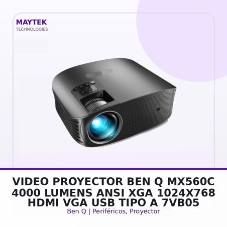 VIDEO PROYECTOR BEN-Q MX560C | 4000 LUMENS ANSI | XGA (1024x768) | HDMI | VGA | USB TIPO A