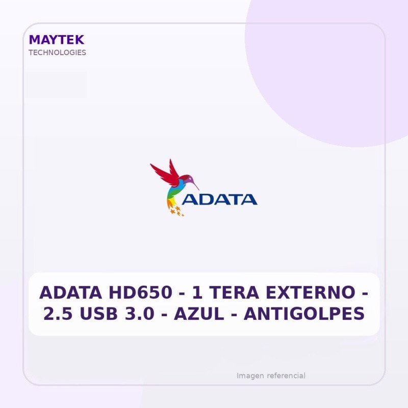 Adata HD650 | 1 TERA Externo | 2.5 USB 3.0 | AZUL | Antigolpes