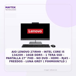 AIO Lenovo 27irh9 - Intel CORE I5 13420h - 16GB DDR5 - 1 TERA SSD - Pantalla 27" FHD - NO DVD - HDMI - RJ45 - Freedos - LUNA