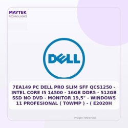 7ea149 PC DELL PRO SLIM SFF Qcs1250 - Intel CORE I5 14500 - 16GB DDR5 - 512gb SSD NO DVD - Monitor 19,5" - Windows 11