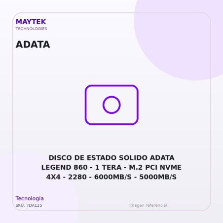 Disco de Estado Solido Adata Legend 860 | 1 TERA | M.2 PCI NVME 4X4 | 2280 | 6000MB/S | 5000MB/S