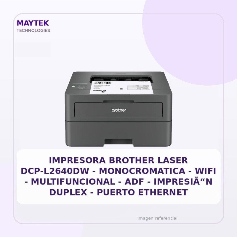 Brother Impresora Brother Laser Dcp-l2640dw - Monocromatica - WIFI - Multifuncional - Adf - Impresiã“n Duplex - Puerto Ethernet