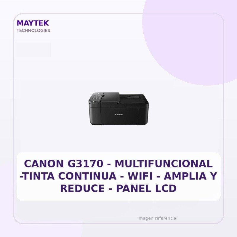Canon G3170 - Multifuncional -tinta Continua - WIFI - Amplia Y Reduce - Panel LCD