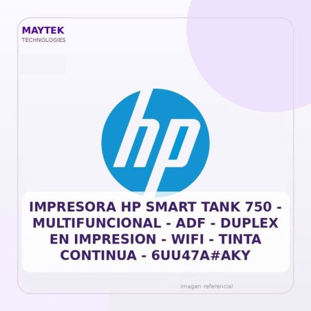 HP Impresora Hp Smart Tank 750 - Multifuncional - Adf - Duplex En Impresion - WIFI - Tinta Continua - 6uu47a#aky