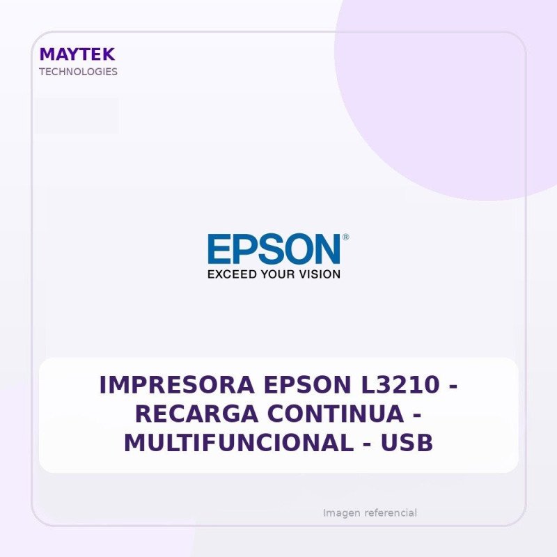 Epson Impresora Epson L3210 - Recarga Continua - Multifuncional - USB
