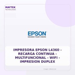 Epson Impresora Epson L4360 - Recarga Continua - Multifuncional - WIFI - Impresion Duplex