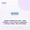 EPSON POWERLITE W53+ 4000 Lumens, 3LCD, WXGA (1280x800), 1 USB-B/2 HDMI, WiFi Opcional