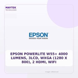 EPSON POWERLITE W55+ 4000 Lumens, 3LCD, WXGA (1280 x 800), 2 HDMI, WiFi