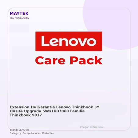 Lenovo Extension De Garantia Lenovo Thinkbook 3Y Onsite Upgrade 5ws1k07860 (familia Thinkbook)