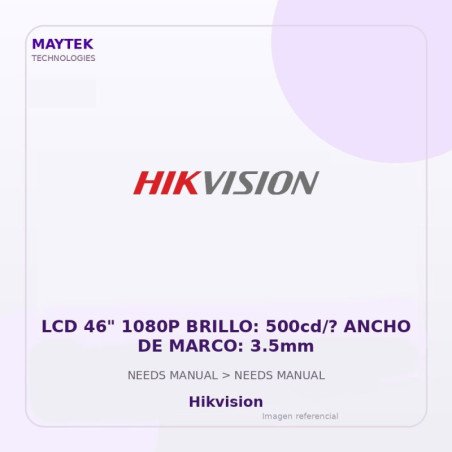 Hikvision LCD 46" 1080P BRILLO: 500cd/? ANCHO DE MARCO: 3.5mm