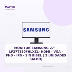 Samsung Monitor Samsung 27" - Lf27t350fhlxzl- HDMI - VGA - FHD - Ips - Sin Bisel ( 2 Unidades Saldo)