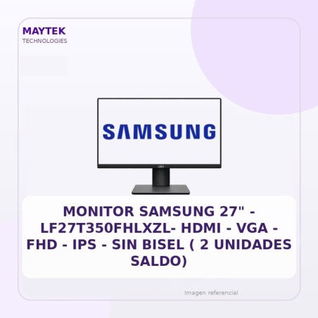 Samsung Monitor Samsung 27" - Lf27t350fhlxzl- HDMI - VGA - FHD - Ips - Sin Bisel ( 2 Unidades Saldo)