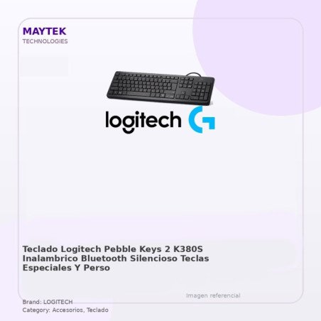 Teclado Logitech Pebble KEYS 2 K380s - Inalambrico - Bluetooth - Silencioso - Teclas Especiales Y Personalizables - Compacto
