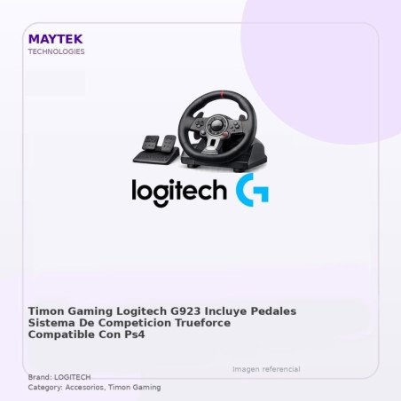 Timon Gaming Logitech G923 | Incluye Pedales | Sistema de Competicion Trueforce | Compatible con PS4/ PS5 / PC | GIRO de 900Â° |