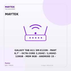 Galaxy TAB A11 SM-X133N | PANT 8,7" | OCTA CORE 2,2GHZ / 2,0GHZ- 128GB | MEM 8GB | Android 15 | Doble CAM | WIFI | GRIS Oscuro |