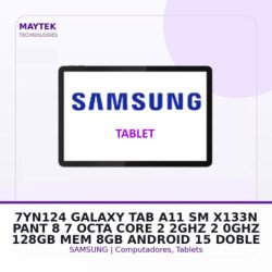 Galaxy TAB A11 SM-X133N | PANT 8,7" | OCTA CORE 2,2GHZ / 2,0GHZ- 128GB | MEM 8GB | Android 15 | Doble CAM | WIFI | Silver | NO