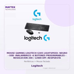 Mouse Gaming Logitech G305 Lightspeed- Negro - USB -inalambrico -6 Botones Programables - Resolucion 200 / 12000 DPI
