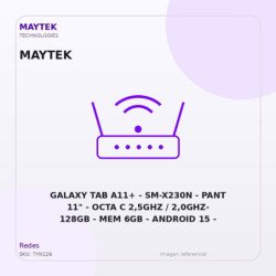 Galaxy TAB A11+ | SM-X230N | PANT 11" | OCTA C 2,5GHZ / 2,0GHZ- 128GB | MEM 6GB | Android 15 | Doble CAM | WIFI | Silver | NO