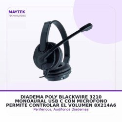 Diadema Poly Blackwire 3210 Monoaural - USB C - Con Microfono - Permite Controlar El Volumen - 8x214a6