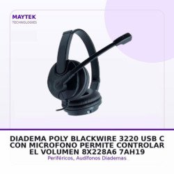 Diadema Poly Blackwire 3220 - USB C - Con Microfono - Permite Controlar El Volumen - 8x228a6