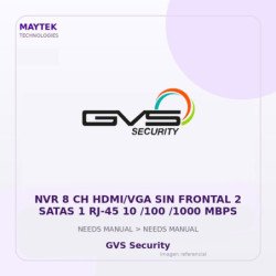 NVR 8 CH HDMI/VGA SIN Frontal 2 Satas 1 RJ-45 10 /100 /1000 MBPS