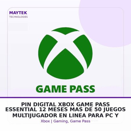 PIN Digital XBOX GAME PASS Essential | 12 Meses | MAS de 50 Juegos | Multijugador en Linea | para PC y Consola