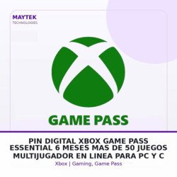 PIN Digital XBOX GAME PASS Essential | 6 Meses | MAS de 50 Juegos | Multijugador en Linea | para PC y Consola