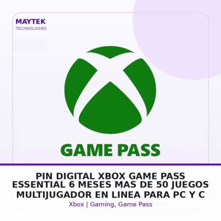 PIN Digital XBOX GAME PASS Essential | 6 Meses | MAS de 50 Juegos | Multijugador en Linea | para PC y Consola