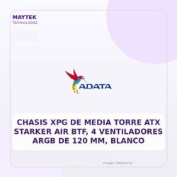 XPG Chasis Xpg De Media Torre Atx Starker Air Btf, 4 Ventiladores Argb De 120 Mm, Blanco