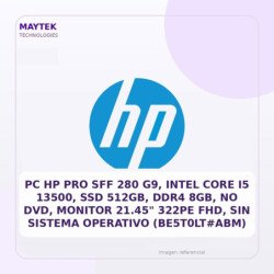PC HP Pro SFF 280 G9, Intel Core I5 13500, SSD 512gb, DDR4 8GB, NO DVD, Monitor 21.45" 322pe FHD, Sin Sistema Operativo