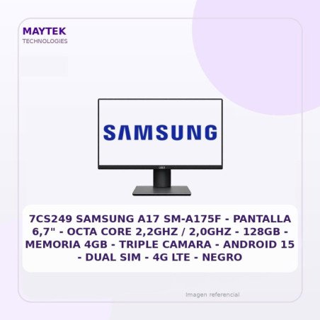 Samsung A17 SM-A175F | Pantalla 6,7" | OCTA CORE 2,2GHZ / 2,0GHZ | 128GB | Memoria 4GB | Triple Camara | Android 15 | DUAL SIM |