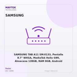 SAMSUNG TAB A11 SM-X133, Pantalla 8.7" WXGA, MediaTek Helio G99, Almacena 128GB, RAM 8GB, Android 15, Bluetooth, WiFi, Doble