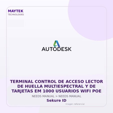 Sekure ID Terminal Control de Acceso Lector de Huella Multiespectral y de Tarjetas EM 1000 Usuarios WIFI POE