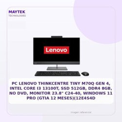 PC Lenovo Thinkcentre Tiny M70Q Gen 4, Intel Core I3 13100t, SSD 512gb, DDR4 8GB, NO DVD, Monitor 23.8" C24-40, Windows 11 Pro