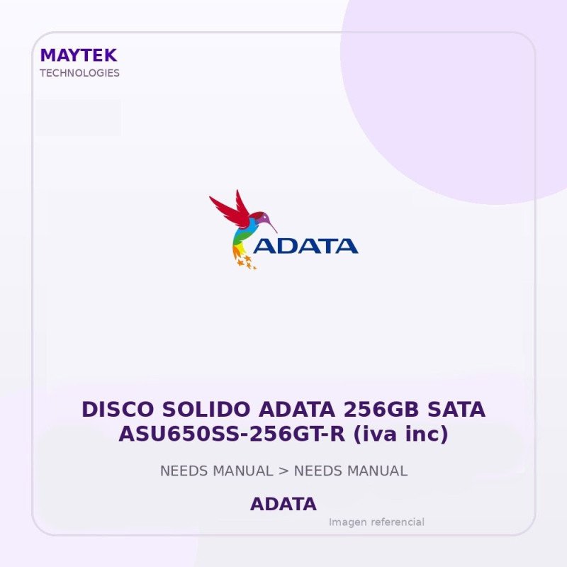Disco Solido Adata 256GB SATA ASU650SS-256GT-R