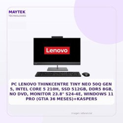 PC Lenovo Thinkcentre Tiny Neo 50Q Gen 5, Intel Core 5 210h, SSD 512gb, DDR5 8GB, NO DVD, Monitor 23.8" S24-4e, Windows 11 Pro