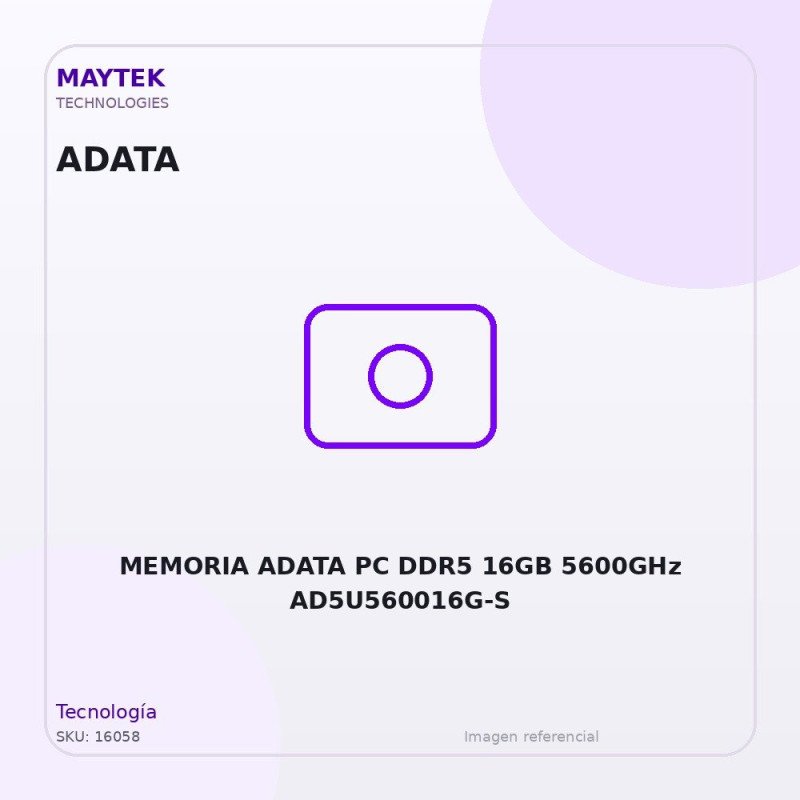 MEMORIA ADATA PC DDR5 16GB 5600GHz AD5U560016G-S