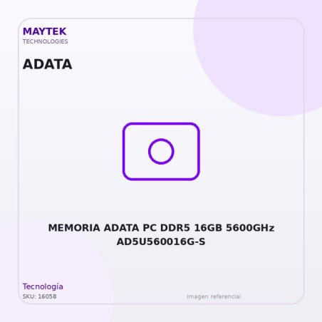 MEMORIA ADATA PC DDR5 16GB 5600GHz AD5U560016G-S