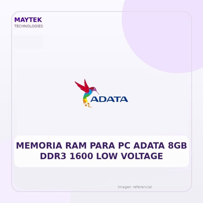 Memoria RAM para PC Adata 8GB DDR3 1600 LOW Voltage