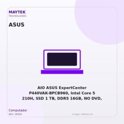 AIO ASUS ExpertCenter P440VAK-BPCB960, Intel Core 5 210H, SSD 1 TB, DDR5 16GB, NO DVD, Pantalla 23.8" FHD LCD, Without Os, Black
