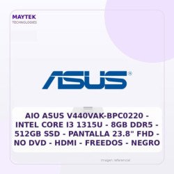 AIO ASUS V440VAK-BPC0220 | Intel CORE I3 1315U | 8GB DDR5 | 512GB SSD | Pantalla 23.8" FHD | NO DVD | HDMI | Freedos | Negro