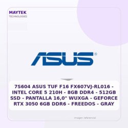 ASUS TUF F16 FX607VJ-RL016 | Intel CORE 5 210H | 8GB DDR4 | 512GB SSD | Pantalla 16,0" Wuxga | Geforce RTX 3050 6GB DDR6 |