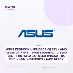 ASUS Zenbook UM3406GA-QL121, AMD Ryzen AI 7 445, SSD 1 TB, LPDDR5X 16GB, NO DVD, Pantalla 14" OLED WUXGA (Tactil), Without Os