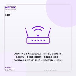 AIO HP 24-CR0353LA | Intel CORE I5 1334U | 16GB DDR4 | 512GB SSD | Pantalla 23,8" FHD | NO DVD | HDMI | Freddos | Negro (