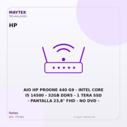 AIO HP Proone 440 G9 | Intel CORE I5 14500 | 32GB DDR5 | 1 TERA SSD | Pantalla 23,8" FHD | NO DVD | RJ45 | WIN 11 PRO- Negro (